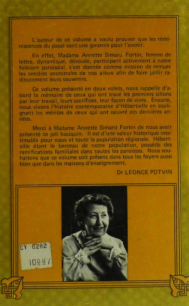 Quatrième de couverture Beaux souvenirs d'Hébertville