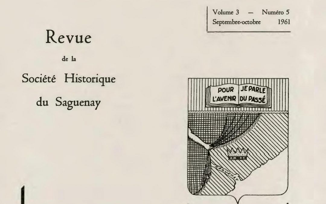 Saguenayensia, Volume 03, no 05, 1961Varia