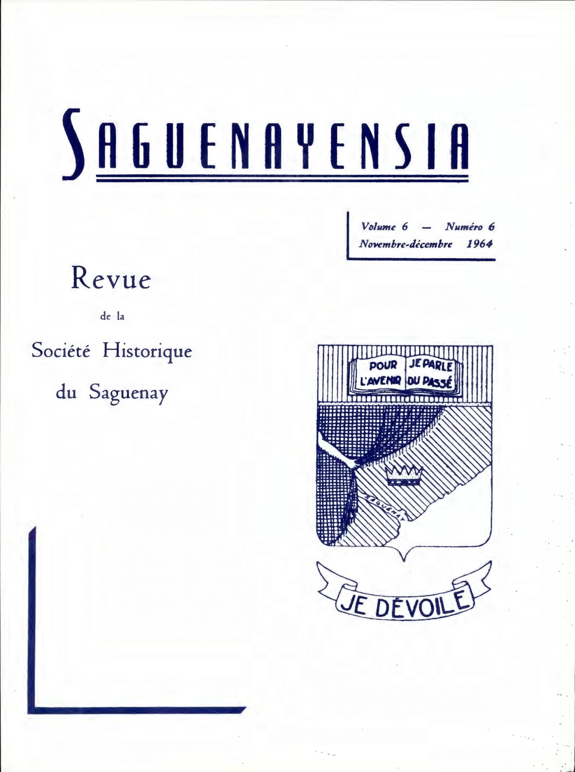 Saguenayensia, Volume 06, no 06, 1964Varia