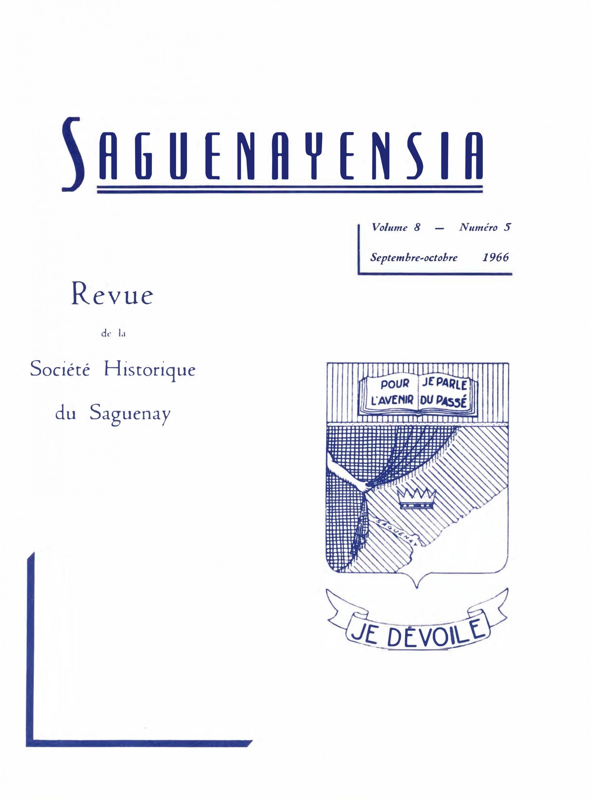 Saguenayensia, Volume 08, no 05, 1966Varia