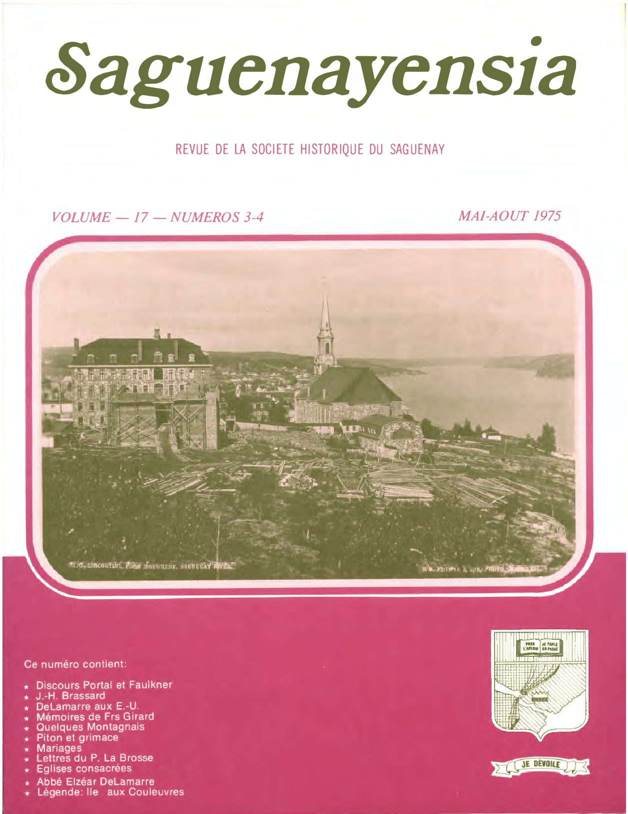 Saguenayensia, Volume 17, no 03-04, 1975Varia